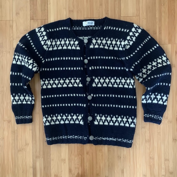 Vintage Pringle Of Scotland Knit Cardigan Sweater 100% Wool Shetland Small 1960s - Picture 10 of 11